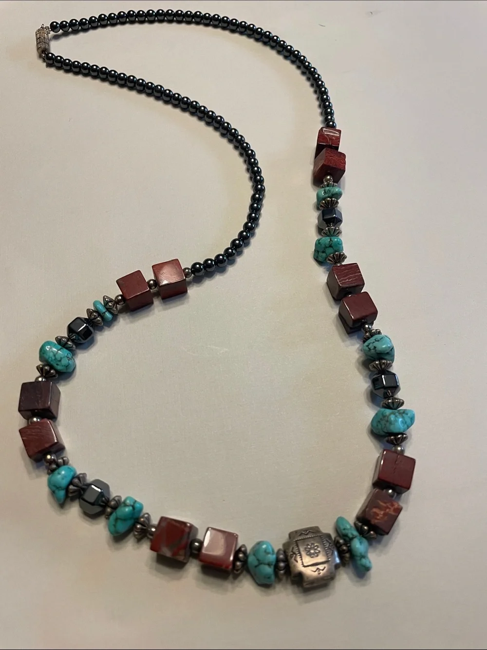 Artesian southwestern-style multi-stone beaded necklace
